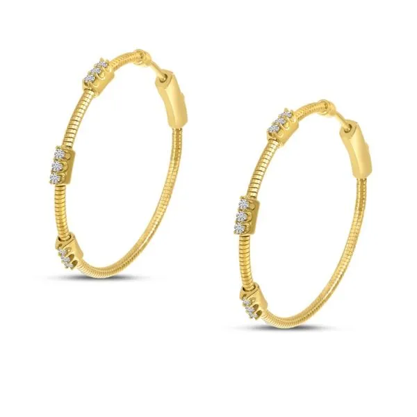 14kt Yellow Gold Diamond Hoop Earrings Don's Jewelry & Design Washington, IA