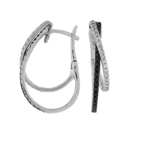 14kt White Gold Black Diamond Hoop Earrings Don's Jewelry & Design Washington, IA