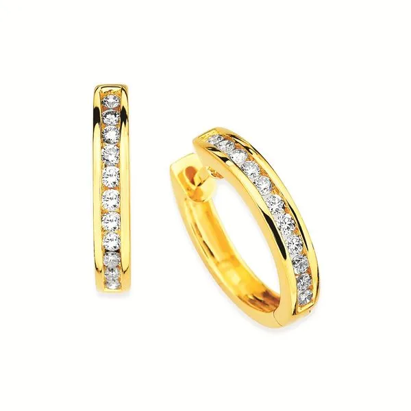 14kt Yellow Gold Diamond Hoop Earrings Don's Jewelry & Design Washington, IA