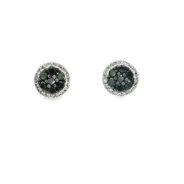 14kt White Gold Black Diamond Hoop Earrings