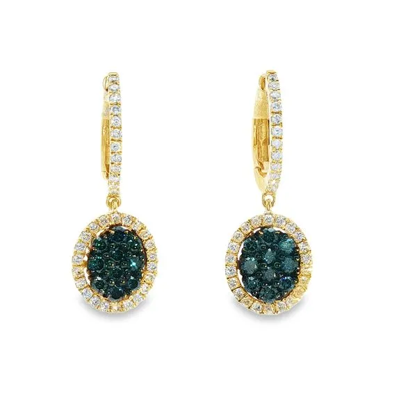 14kt Yellow Gold Fancy Blue Diamond Earrings