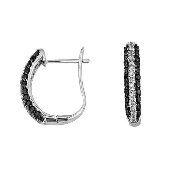 14kt White Gold Black Diamond Hoop Earrings