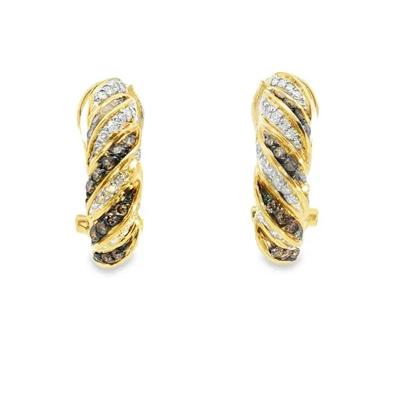 14kt Gold Fancy Mocha Diamond Hoop Earrings
