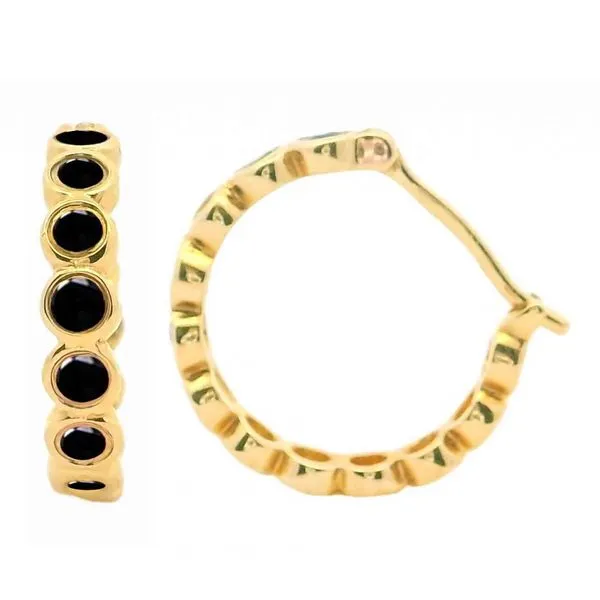Gold Black Diamond Hoop Earrings Image 2 Don's Jewelry & Design Washington, IA