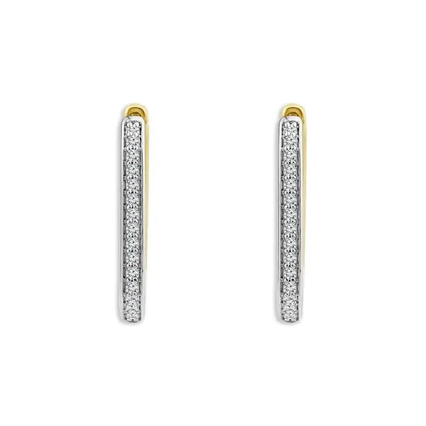10kt Two Tone Diamond Hoop Earrings Image 2 Don's Jewelry & Design Washington, IA