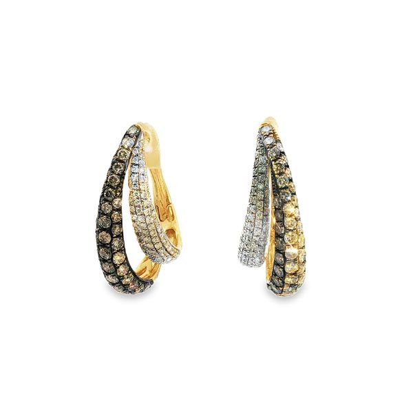 14kt Gold Hoop Earrings with Fancy Mocha Diamonds Don's Jewelry & Design Washington, IA