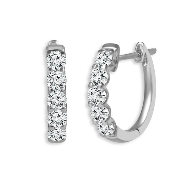 14kt White Gold Diamond Hoop Earrings Don's Jewelry & Design Washington, IA
