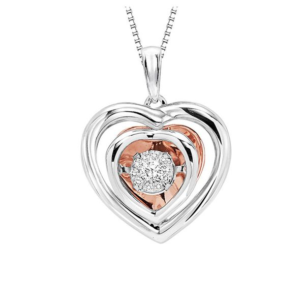 Sterling Silver & 10kt Rose Gold Rhythm of Love Diamond Necklace Don's Jewelry & Design Washington, IA