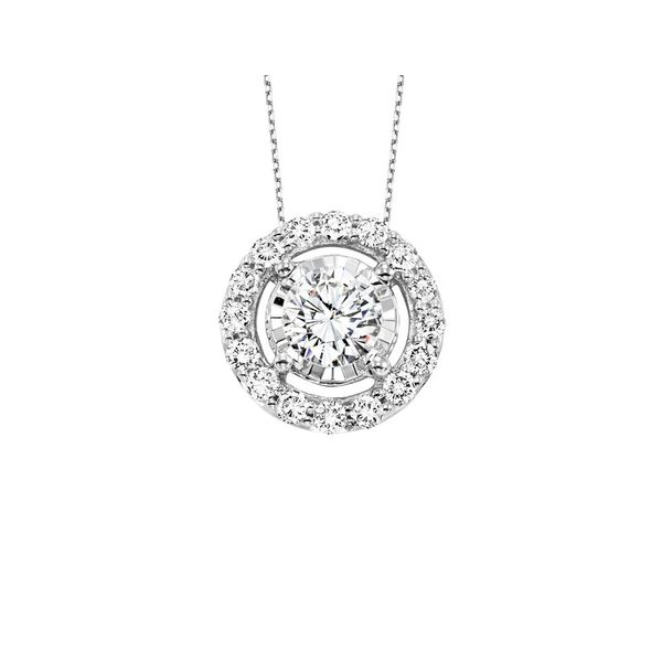 14kt White Gold 1/4ct Halo Diamond Necklace Don's Jewelry & Design Washington, IA