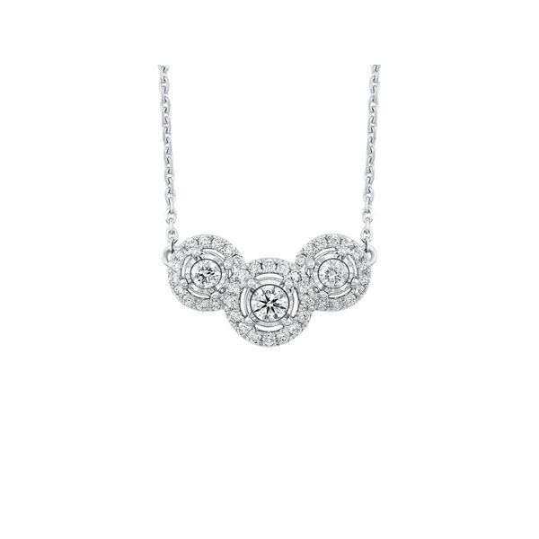 14kt White Gold Halo Diamond Necklace Don's Jewelry & Design Washington, IA