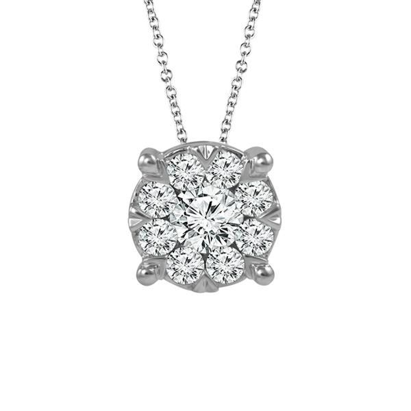14kt White Gold Diamond Cluster Necklace Don's Jewelry & Design Washington, IA