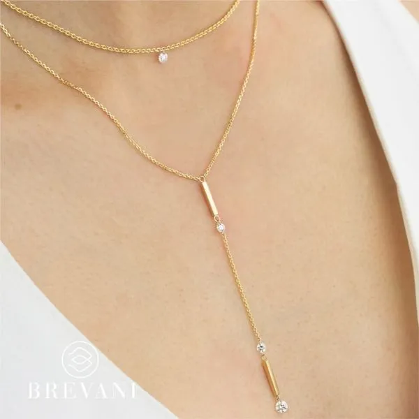 14kt Yellow Gold Diamond Lariat Necklace Image 2 Don's Jewelry & Design Washington, IA