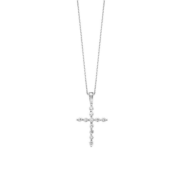 14kt White Gold Diamond Cross Necklace Don's Jewelry & Design Washington, IA
