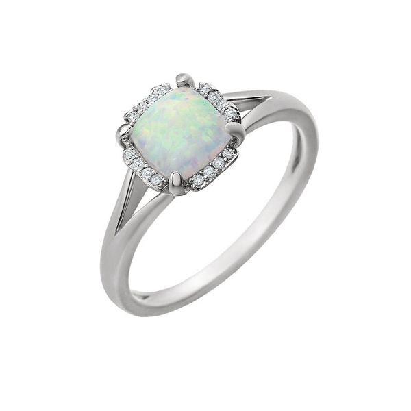 14kt White Gold Created Opal & Diamond Ring Don's Jewelry & Design Washington, IA
