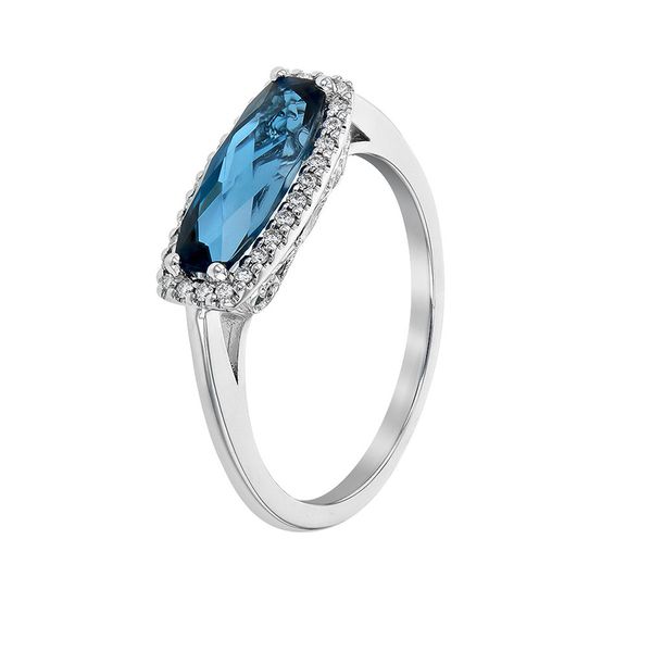 14kt White Gold London Blue Topaz & Diamond Ring Image 2 Don's Jewelry & Design Washington, IA