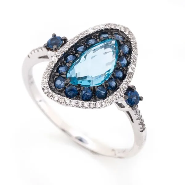 14kt White Gold Blue Topaz, Sapphire & Diamond Ring Image 2 Don's Jewelry & Design Washington, IA
