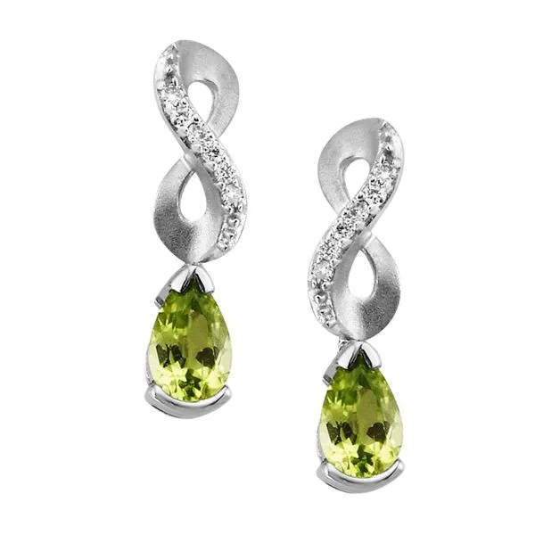 14kt White Gold Peridot & Diamond Earrings Don's Jewelry & Design Washington, IA