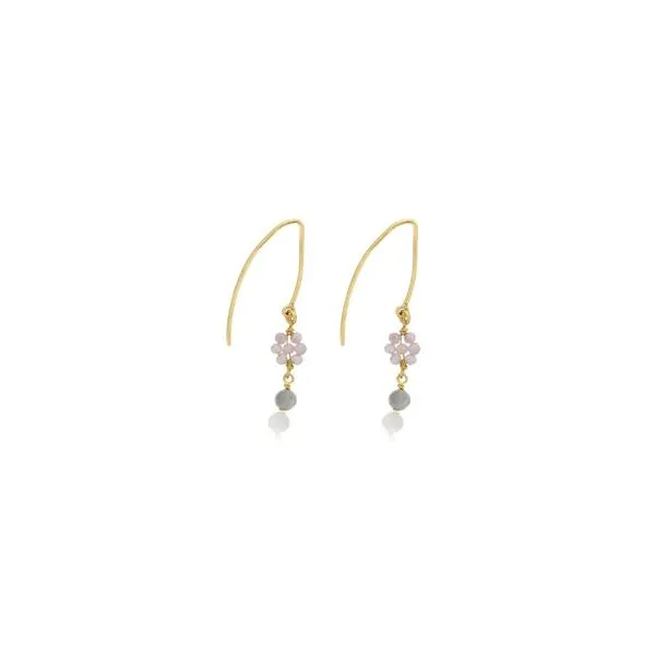 Pink Moonstone Flower Drop Earrings Don's Jewelry & Design Washington, IA