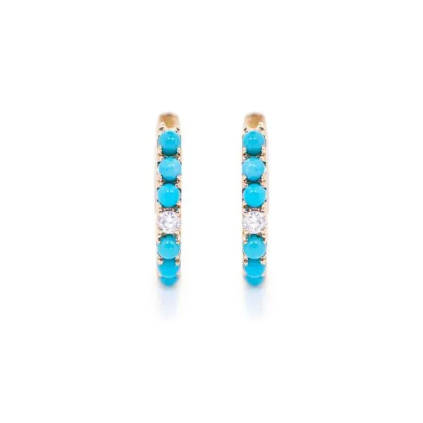 14kt Yellow Gold Turquoise Hoop Earrings Don's Jewelry & Design Washington, IA