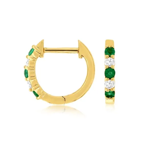 14kt Yellow Gold Emerald Hoop Earrings Don's Jewelry & Design Washington, IA