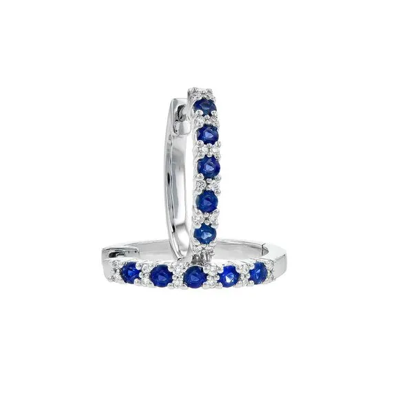 14kt White Gold Sapphire Hoop Earrings Image 2 Don's Jewelry & Design Washington, IA