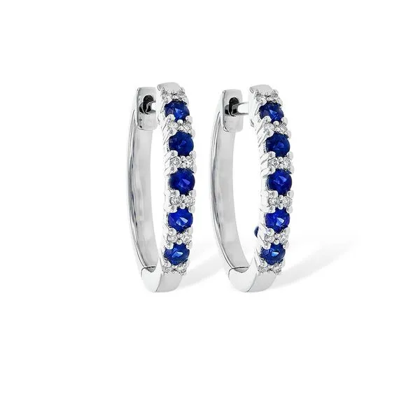 14kt White Gold Sapphire Hoop Earrings Don's Jewelry & Design Washington, IA