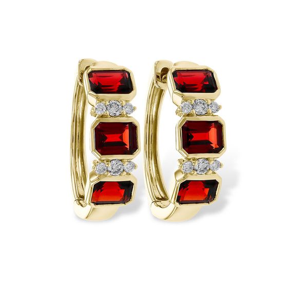 Gold Garnet Hoop Earrings Don's Jewelry & Design Washington, IA