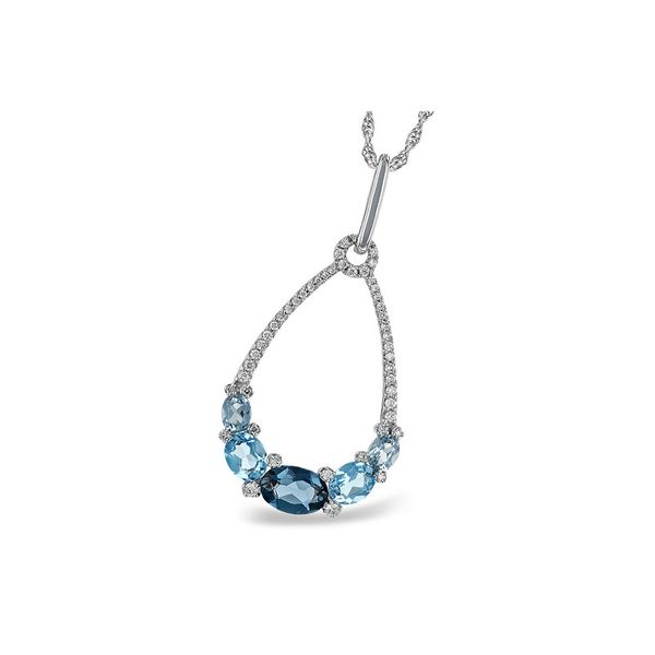 14kt White Gold Blue & White Diamond Necklace Don's Jewelry & Design Washington, IA