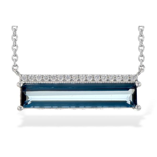 14kt White Gold London Blue Topaz & Diamond Necklace Don's Jewelry & Design Washington, IA