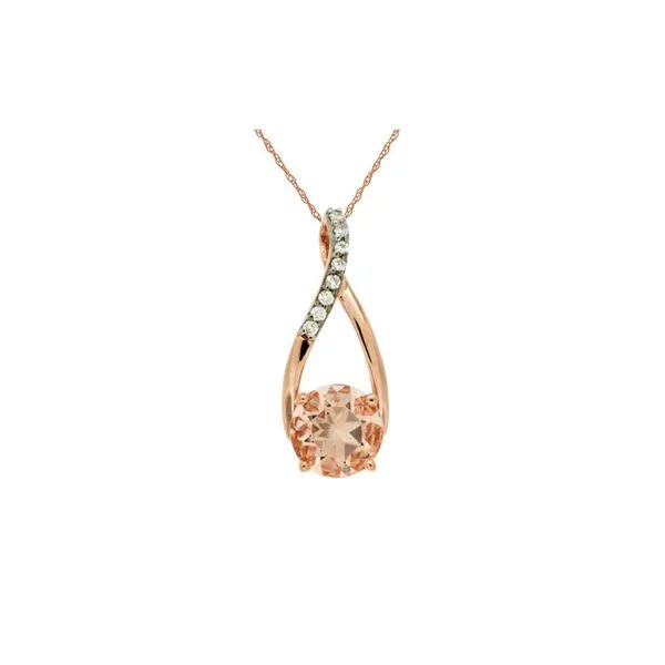 14kt Rose Gold Morganite and Diamond Necklace Don's Jewelry & Design Washington, IA