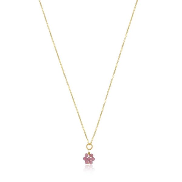 Pink Coated Moonstone Flower Necklace Don's Jewelry & Design Washington, IA