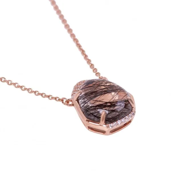 14kt Rose Gold Black Rutilated Quartz Necklace Image 2 Don's Jewelry & Design Washington, IA