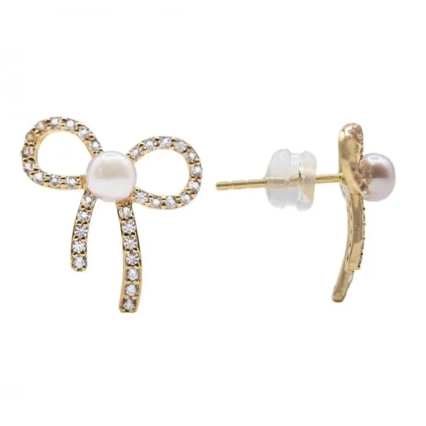 14kt Yellow Gold Pearl Earrings Image 2 Don's Jewelry & Design Washington, IA