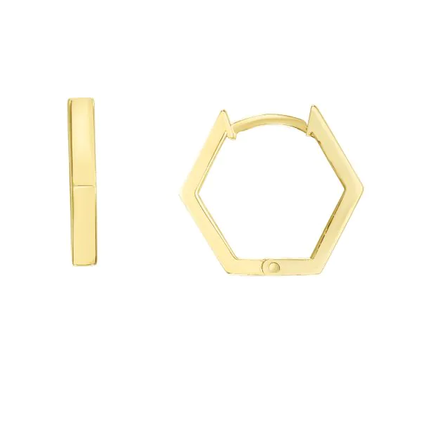 14K Hexagon Huggies Don's Jewelry & Design Washington, IA