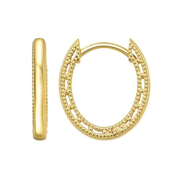 14K Mini Beaded Oval Huggie Earrings Don's Jewelry & Design Washington, IA