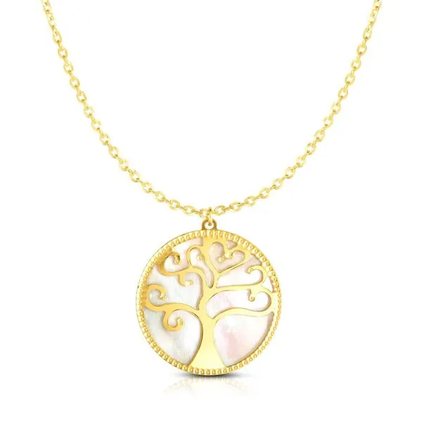 14kt Yellow Gold Mother of Pearl Tree of Life Necklace Don's Jewelry & Design Washington, IA