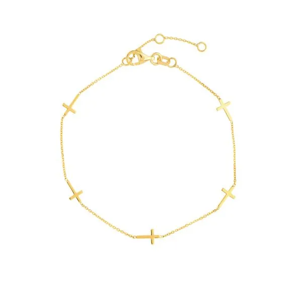14kt Yellow Gold Adjustable Mini Cross Stations Bracelet Don's Jewelry & Design Washington, IA