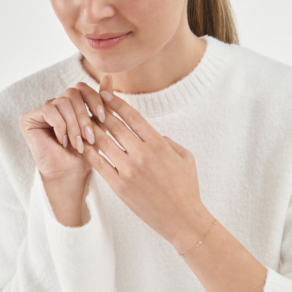 14kt Yellow Gold Adjustable Mini Cross Stations Bracelet Image 2 Don's Jewelry & Design Washington, IA