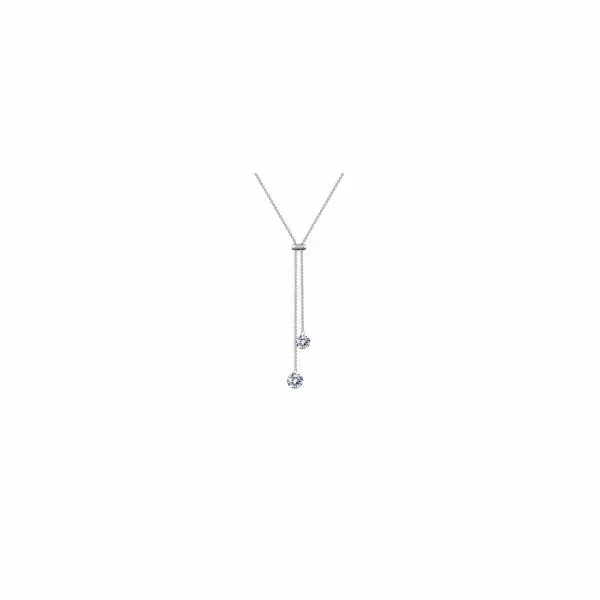 Sterling Silver Adjustable Y Necklace with Simulated Diamonds Don's Jewelry & Design Washington, IA