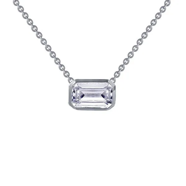 Sterling Silver Simulated Emerald Cut Diamond Necklace Don's Jewelry & Design Washington, IA