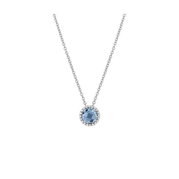 Sterling Silver Simulated Aquamarine & Simulated Diamond Necklace Don's Jewelry & Design Washington, IA