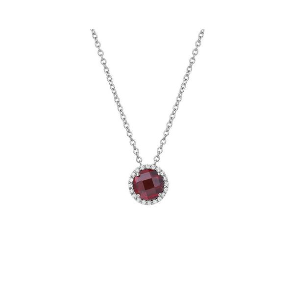 Sterling Silver Garnet & Simulated Diamond Necklace Don's Jewelry & Design Washington, IA