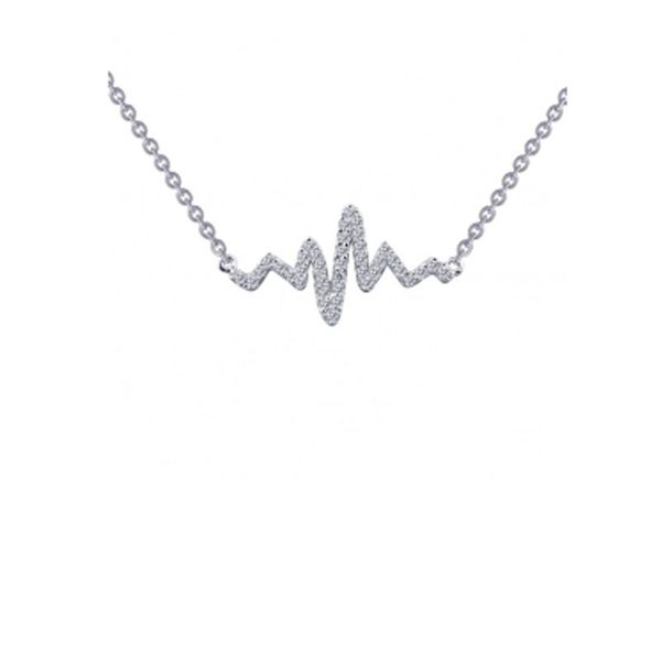 Sterling Silver Heartbeat Simulated Diamond Necklace Don's Jewelry & Design Washington, IA