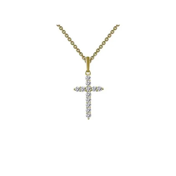 18kt Yellow Gold Plate Simulated Diamond Cross Necklace Don's Jewelry & Design Washington, IA