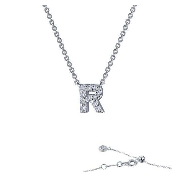 Sterling Silver Simulated Diamond Initial R Necklace Don's Jewelry & Design Washington, IA