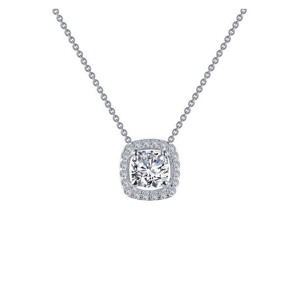 Sterling Silver Simulated Diamond Cushion Cut Necklace Don's Jewelry & Design Washington, IA