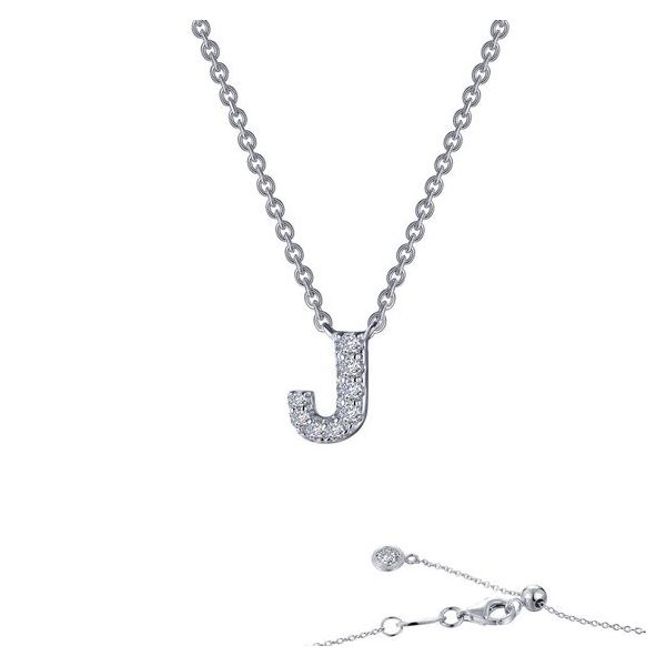 Sterling Silver Simulated Diamond Initial J Necklace Don's Jewelry & Design Washington, IA