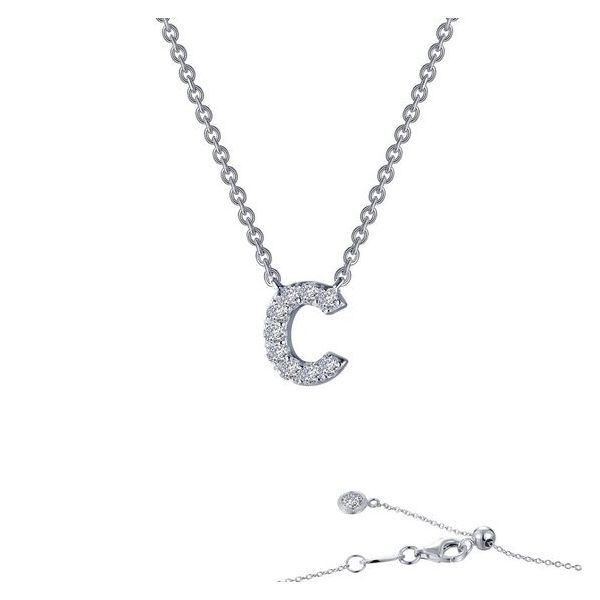 Sterling Silver Simulated Diamond Initial C Necklace Don's Jewelry & Design Washington, IA
