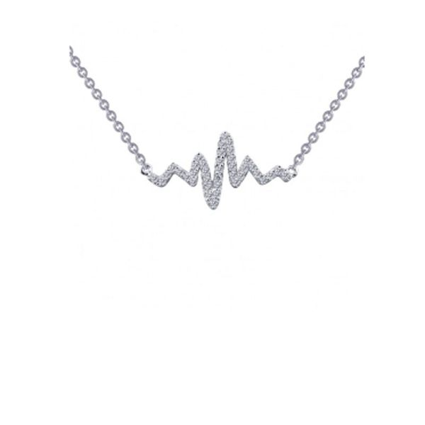 Sterling Silver Simulated Diamond Heartbeat Necklace Don's Jewelry & Design Washington, IA