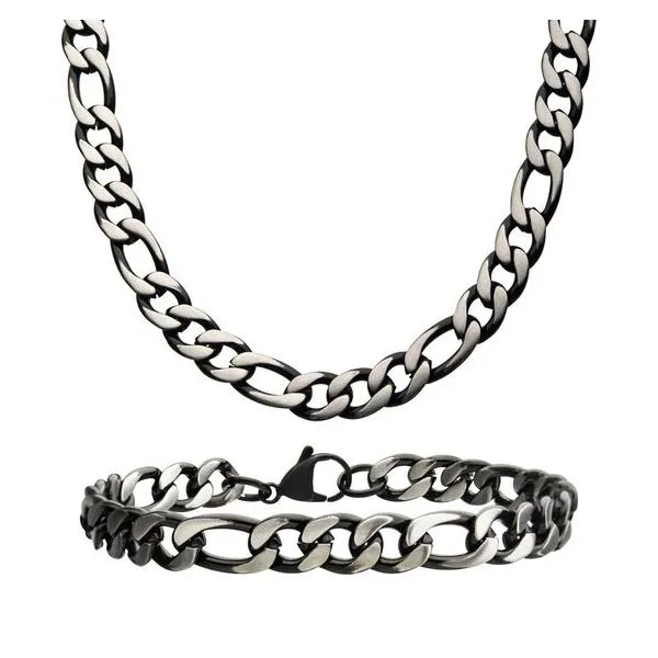 Stainless Steel 8mm Steel Figaro Chain Set Don's Jewelry & Design Washington, IA